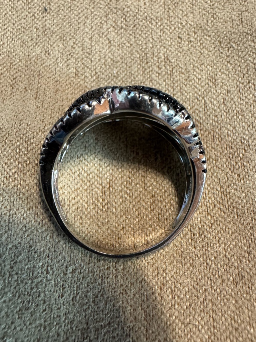 Black Pavé Knot Ring 925 Sterling Silver CZ Statement Ring Size 8 - Picture 5 of 8